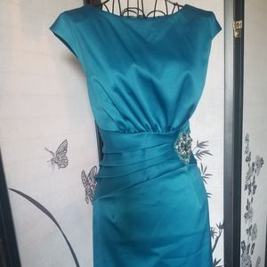 Teal Satin Dress